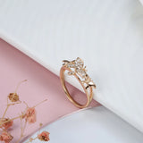 14K Rolled Gold Trendy Micro Inlay AAA Zircon Diamonds Butterfly Design Glossy Ring