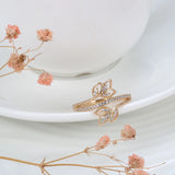 14K Rolled Gold Elegant Flower Double AAA Zircon Diamonds Women's Fashion Rings