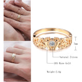 14 Karat Rolled Gold Ethnic Hollow Flower AAA Zircon Diamonds Baby Little Feet Ring