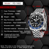 Luxury Design Top Brand Sports Waterproof  Sapphire Glass 40mm Ceramic GMT Mechanical Men Automatic Wristwatches