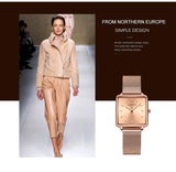 New Arrival Top Brand Elegant Solid Stainless Steel Square Dial Quartz Rose Gold Colour Ladies Watches for Women
