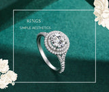 Fashion Luxury 925 Silver Sparkling AAAA Lab Created Diamond Round Rings