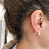 14K Rolled Gold Classic Double Layer Full AAA Zircon Diamonds Women Hoop Earrings