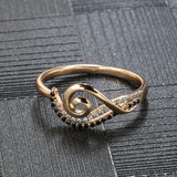 14K Rolled Gold Natural Black White AAA Zircon Diamonds Fashion Waves Luxury Rings