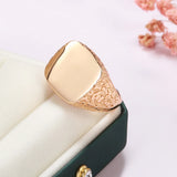 14 Karat Gold Filled Fashion Glossy Simple Square Punk Signet Rings for Men Women