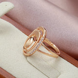 Unusual Minimalist Geometry Luxury 14K Rolled Rose Gold AAA Zircon Diamonds Ring - Fashion Fine Jewellery