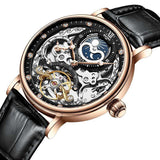 New Moon Phase Automatic Mechanical Watch - 3Bar Waterproof Dual Time Zone Display Skeleton Watches - The Jewellery Supermarket