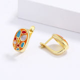 Fashion Newest Yellow Gold Colour Colorful Enamel Handmade Epoxy Earrings