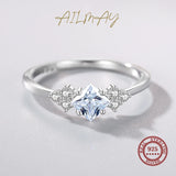 Dazzling 925 Sterling Silver Sparkling Princess Cut AAAA Lab Created Diamond Ring