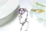 High Quality White,Pink,Purple,Black,Gold Pearls AAA Zircon Diamonds Silver Rings