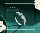 Luxury Water Drop Shape Emerald Cut Clear AAAA Lab Created Diamond Silver Rings