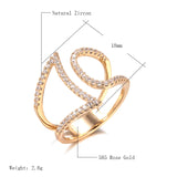 Sensational Fashion14K Filled Rose Gold Geometric Hollow Line AAA Zircon Diamonds Rings - Vintage Style Jewellery