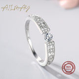 Sparkling Pave-Set 925 Silver Line AAAA Lab Created Diamond Geometric Rings