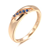 Luxury Stylish Simplicity Vintage Style Rolled 14K Rose Gold Blue AAA Zircon Crystals Ring -Fine Jewellery