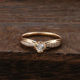 14K Gold Filled Hearts Arrows Cut Bilateral AAA Zircon Diamond Fashion Engagement Ring