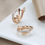 14K Rolled Gold Vintage Elegant Fashion AAA Zircon Diamonds Hollow & Glossy Clip Earrings