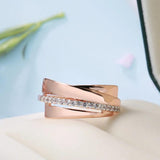Brand New Luxury Crystal Flower Fashion 14K Rolled Rose Gold AAA Zircon Diamonds Ring - Vintage Wedding Jewellery