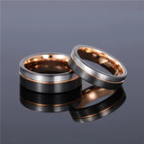 New Black Rose Gold Line Brushed 6/8mm Wedding Band Engagement Rings - Party Trendy Tungsten Men's Rings