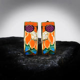 Exquisite Flowers Handmade Enamel AAA Cubic Zircon Diamonds Silver Earrings
