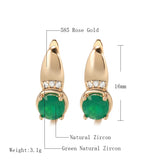 14K Filled Gold Emerald Round Cut AAA Zircon Crystals Inlay Hoop Earrings for Women