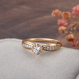 14K Gold Filled Hearts Arrows Cut Bilateral AAA Zircon Diamond Fashion Engagement Ring