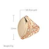 New Design Filled 14K Rose Gold Glossy Rhombus Hollow Flower Jewellery Ethnic Wedding Ring