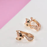 Cute Fox 14K Filled Rose Gold Black and White AAA Zircon Unique Earrings - Vintage Style Jewellery