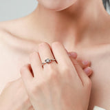 Elegant Romantic AAAA Lab Created Diamond Flower 925 Sterling Silver Cute Ring