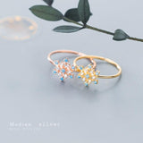 Colorful AAAA Simulated Diamond Cute 3 Color Snowflake Authentic 925 Sterling Silver Ring - Original Fine Jewellery - The Jewellery Supermarket