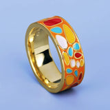 Fashion New Colour Epoxy Irregular Pattern Handmade Enamel 18KGP Gold Ring