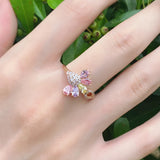 Charming 14K Rolled Rose Gold Bee Ring with Micro Inlay AAA White Zircon Diamonds for Women - Fine Jewellery