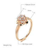 Latest Fashion Luxury 14K Rolled Rose Gold Bride Ring wih AAA Zircon Diamonds Romantic Quality Gift