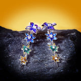 New Tassel Handmade Enamel Zicon Diamonds 925 Silver Elegant Earrings