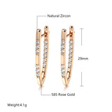 14K Gold Filled Long Clip Full Inlay AAA Zircon Diamonds Drop Elegant Hoop Earrings