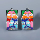 New Style Face Design Colourful Enamel Handmade Silver Earrings
