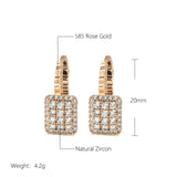 14K Gold Filled New Trend Geometric Arrangement AAA Zircon Diamonds  Gold Edge Earrings