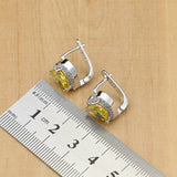 Heart Design Silver Yellow AAA+ Cubic Zirconia Stone Earrings/Pendant/Rings/Bracelet/Necklace Jewellery Set - The Jewellery Supermarket