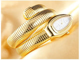 Luxury Gold Snake Winding Ladies Watches - Fashion Quartz Bangle Bracelet with Luxury Crystals, Lovely Gift