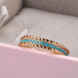 New 14K Filled Gold Full Circle Luxury Stackable Turquoise Ring Vintage Jewellery