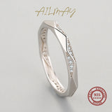 Faceted, Minimalist AAAA Lab Created Diamonds Silver Geometric Design Ring