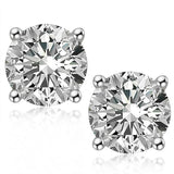 Excellent Round D Colour Moissanite Diamonds Simple Four Claw Earrings For Ladies 925 Sterling Silver Fine Jewellery - The Jewellery Supermarket