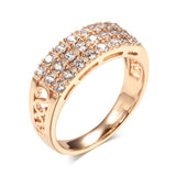 New Filled 14K Rose Gold Three Rows Micro-wax Inlay AAA+ Zircon Diamonds Hollow Trendy Rings - Fine Party Jewelry KIN