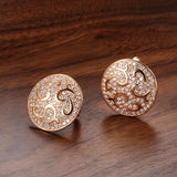 14K Gold Filled Luxury Full Bling AAA Zircon Diamonds Round Smooth Fashion Clip Earrings