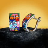 New Style Face Design Colourful Enamel Handmade Silver Earrings