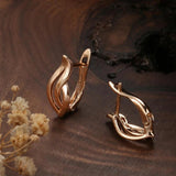 New Hollow Glossy Leaf 14K Filled Rose Gold Stud Earrings - Cute High Quality Daily Fine Fashion Jewellery