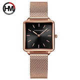New Arrival Top Brand Elegant Solid Stainless Steel Square Dial Quartz Rose Gold Colour Ladies Watches for Women