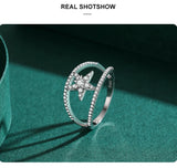 Five-Pointed Star Fashion Sparkling AAAA Lab Created Diamonds Silver Ring