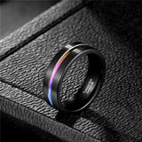 New Arrival 5/7/9mm Black Colorful Line Tungsten Carbide Rings -  Men's Jewellery Wedding Rings - The Jewellery Supermarket