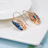 14K Gold Filled Vintage Rhombus Cut Red Blue Green AAA Zircon Crystal Hollow Drop Earrings