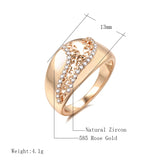 Superb Rolled 14K Rose Gold AAA Double Zircon Diamonds Hollow Geometric Smooth Ring - Vintage Luxury Jewellery